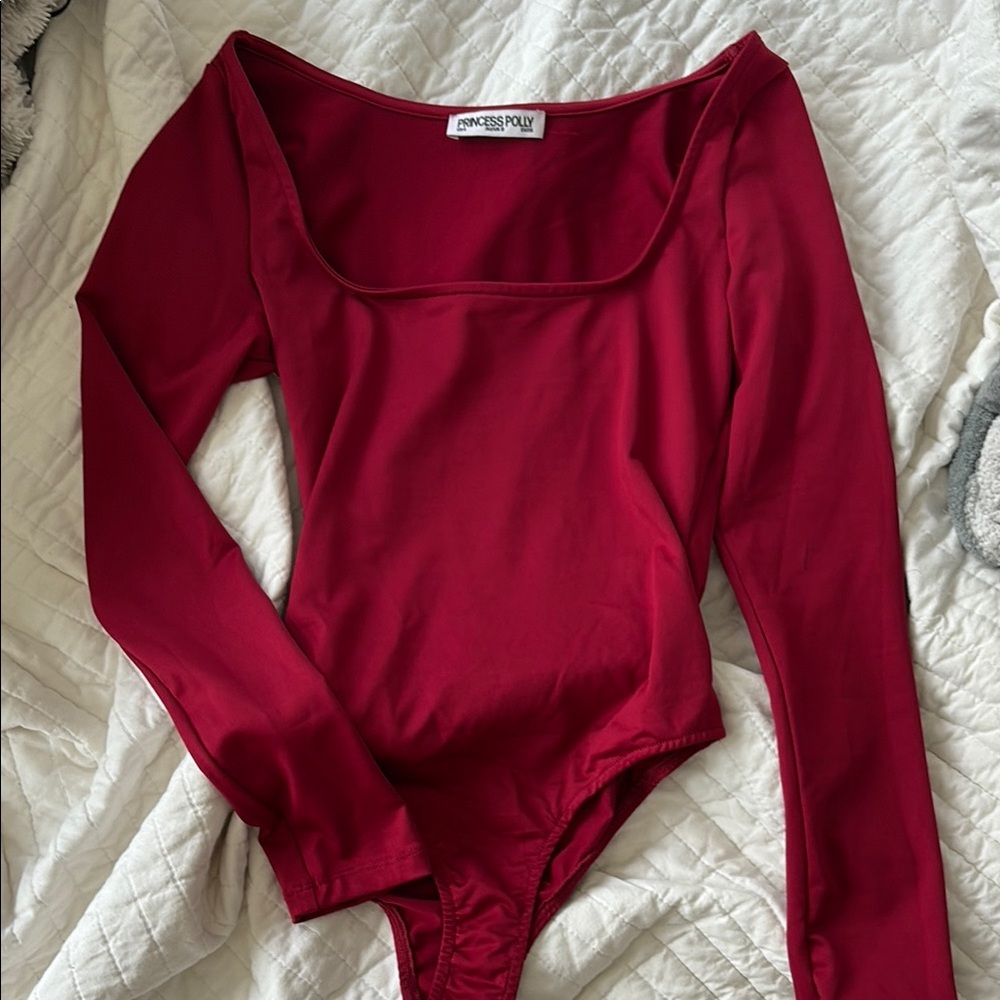 Princess Polly Burgundy Long Sleeve Bodysuit